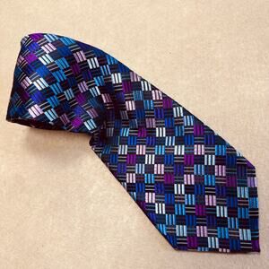 Geoffry Beene Stain resistant Silk Woven Patterned tie 3.75" x 50" Vibrant